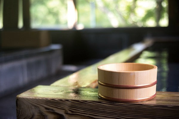 Bath/hot spring goods Natural wood bucket Thick mouth