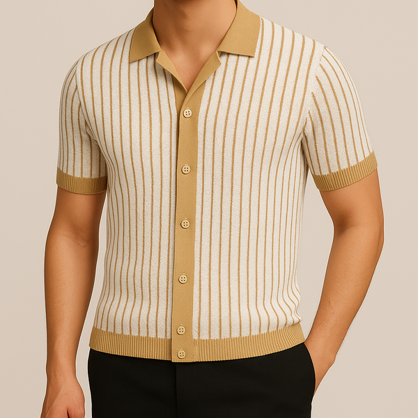 Monaco Strick-Poloshirt mit Struktur